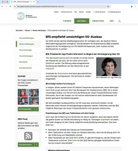 Auf der Homepage des Bundesamts für Strahlenschutz finden sich zum Thema Mobiltelefonate und 5G die Empfehlungen zum Schutz vor Strahlung